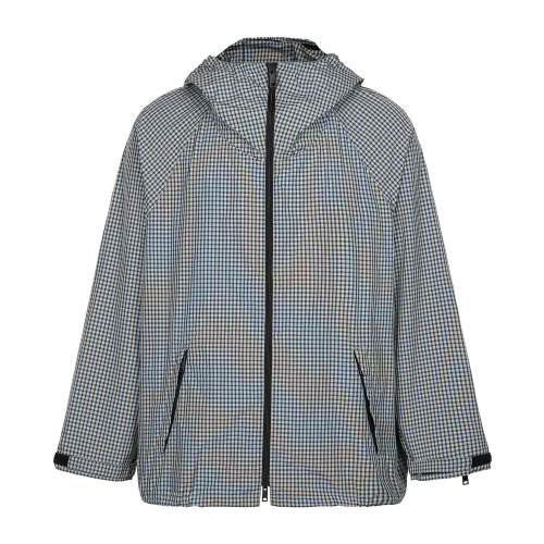 PRADA/普拉达 男士夹克 浅蓝色格纹连帽男士夹克