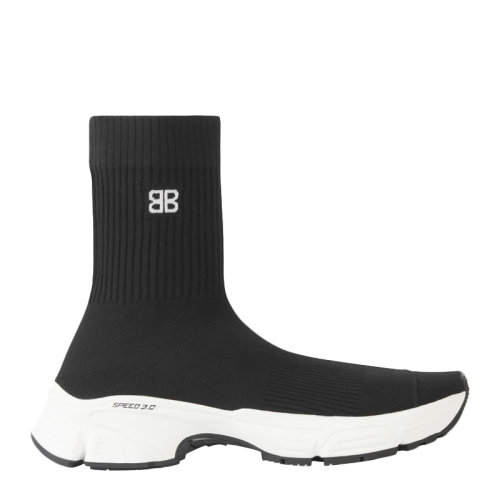 Balenciaga/巴黎世家 SPEED 3.0系列女士黑色涤纶混纺弹性纤维经典字母徽标提花装饰罗纹针织休闲鞋运动鞋袜子鞋女鞋 654466-W2DN1-1090