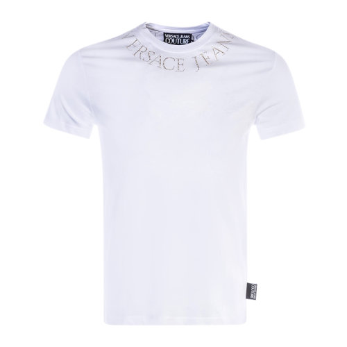 VERSACE JEANS/范思哲牛仔 男士白色棉质经典字母徽标装饰圆领短袖T恤 B3GUA7KC-36598-003