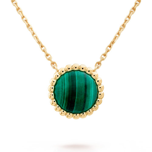Van Cleef & Arpels/梵克雅宝 Perlée系列 18K黄金镶嵌孔雀石彩珠吊坠项链 VCARP4DM00