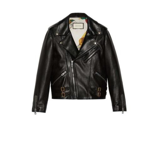  GUCCI古驰 22年秋冬 女士 Plonge皮革机车夹克 629189 XN336 1000