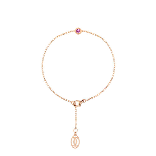 CARTIER/卡地亚 Saphirs Légers系列 简约优雅18k金玫瑰金镶粉色蓝宝石手链 B6037300