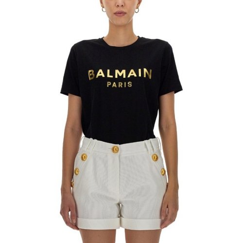 BALMAIN/宝曼 女士黑色棉质短袖T恤 YF1EF000BB28#EAD PLFSX
