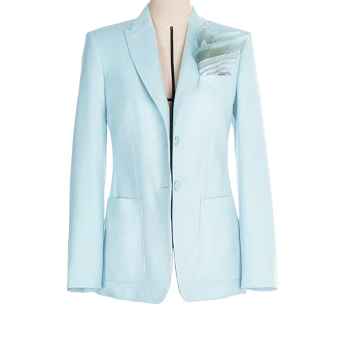 MaxMara/麦丝玛拉 22年早春新款 VICTOR系列 女士天蓝色纯羊绒面料西装外套1041122106004