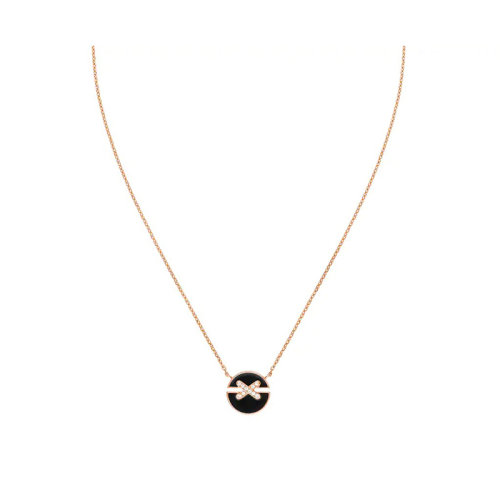 Chaumet/尚美 Jeux de Liens Harmony系列 女士小号18k金玫瑰金玛瑙切割钻石项链084426