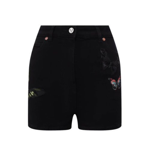 Valentino/华伦天奴  女裤 时尚百搭 女士黑色棉质短裤 SB3DD08Z45M 0NO HKY012345C