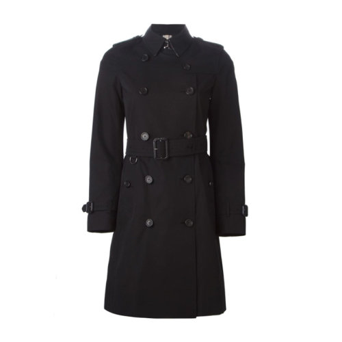 Burberry/博柏利  女装 服装 肯辛顿系列 女士黑色棉质长款风衣 女士大衣