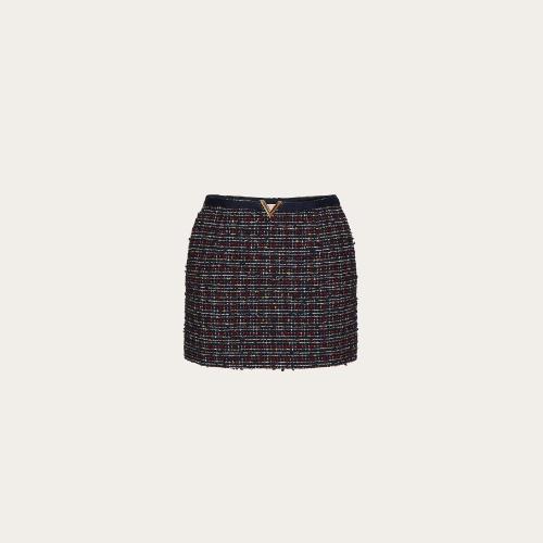  VALENTINO华伦天奴 22年秋冬 女士 半身裙 MINIJUPE EN COTTON COLOR TWEED 1B3RA8U57AHET6