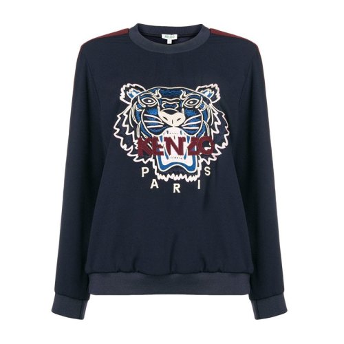 Kenzo 高田贤三 女装 服饰 蓝色混纺Tiger虎头刺绣时尚休闲长袖 女卫衣