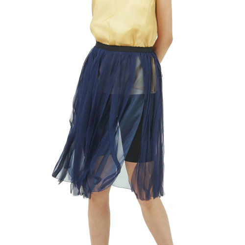 nisiss/怡夕19秋冬柯根纱拼接飘带半裙女士半身裙y165xs01