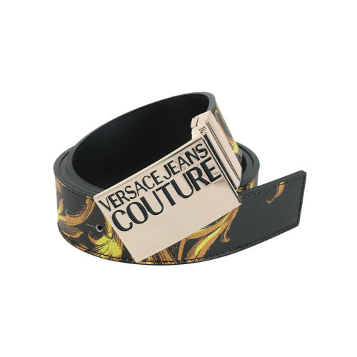 VERSACE/范思哲火焰图案腰带男士皮带潮流黑色