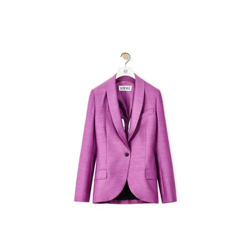  LOEWE罗意威 22年秋冬 女士 夹克 Twisted tailored jacket in wool and silk S540Y03X39-7490