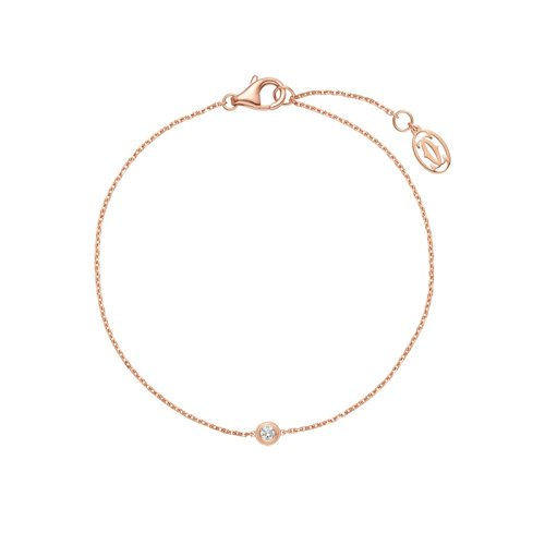 CARTIER/卡地亚 Diamants Légers系列 简约优雅小号18k金玫瑰金镶钻手链 B6040300
