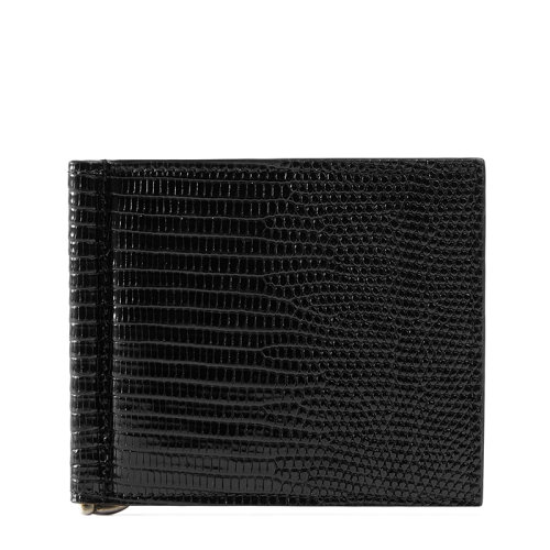 GUCCI/古驰 21新款 男士黑色蜥蜴皮带内部钱夹双折钱包500825LUZAN1000