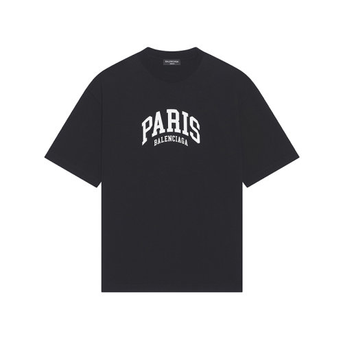 Balenciaga/巴黎世家 22年春夏新款 城市系列 男女同款黑色纯棉Paris印花短袖T恤612966TLVL71070