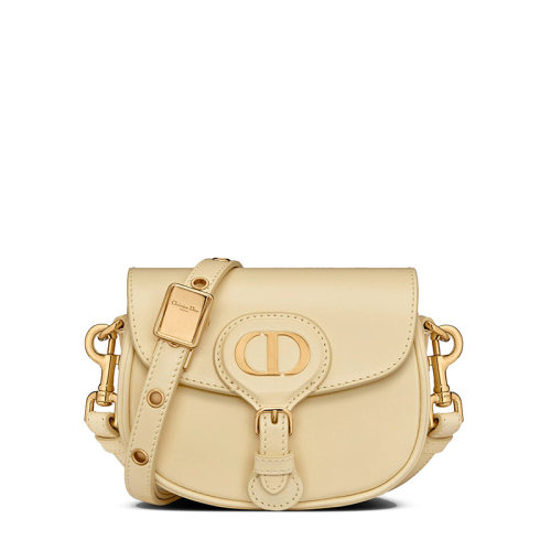 DIOR/迪奥 22新款BOBBY系列 女士微型淡黄色光面牛皮革金扣翻盖单肩斜挎手提包S5127UMOL_M26Y
