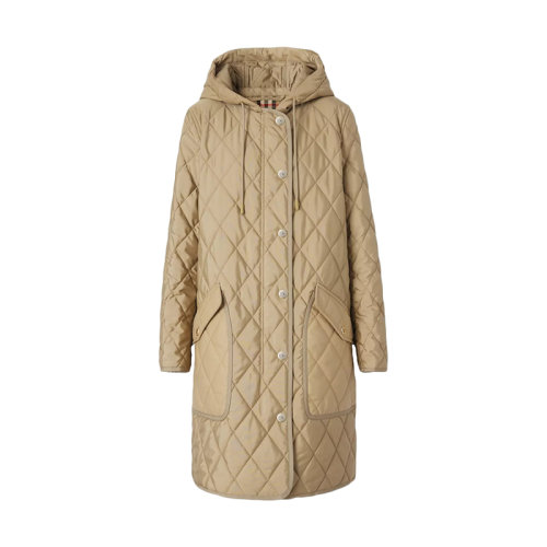 BURBERRY/博柏利 22年早春新款 女士典藏米色菱形绗缝温控尼龙连帽外套80487111