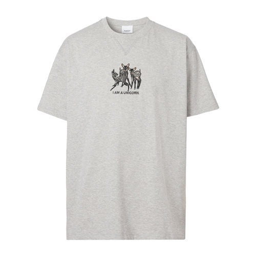 BURBERRY/博柏利刺绣鹿图案棉质宽松 T 恤衫男士短袖T恤80441331