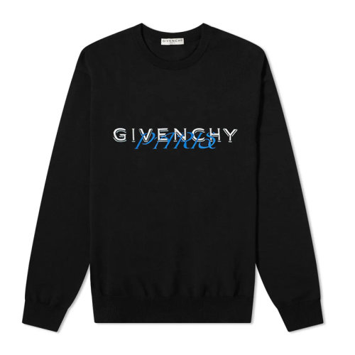Givenchy/纪梵希 男士黑色棉质经典字母徽标印花装饰圆领长袖上衣卫衣套头衫运动衫 BMJ06V30AF-001