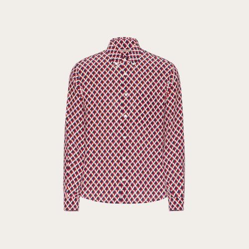  VALENTINO华伦天奴 22年秋冬 男士 长袖衬衫 CHEMISE EN SOIE A_VEC IMPRIMé VEEHIVE 1V3ABK0