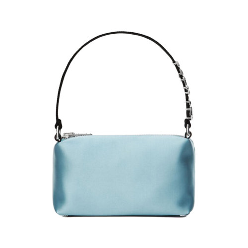 ALEXANDER WANG/亚历山大·王 heiress女士蓝色缎面点缀水晶徽标字母中号单肩手提包 20121P81T456
