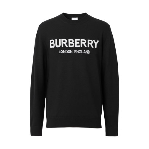 BURBERRY/博柏利 22年春夏新款 男士黑色羊毛混纺徽标嵌花针织衫毛衣80548961