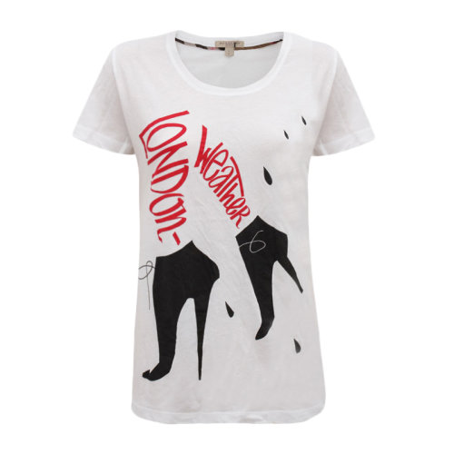 BURBERRY/博柏利20春夏 女装 服饰 潮流时尚 棉质高跟鞋印花半袖 女士短袖T恤 3965845