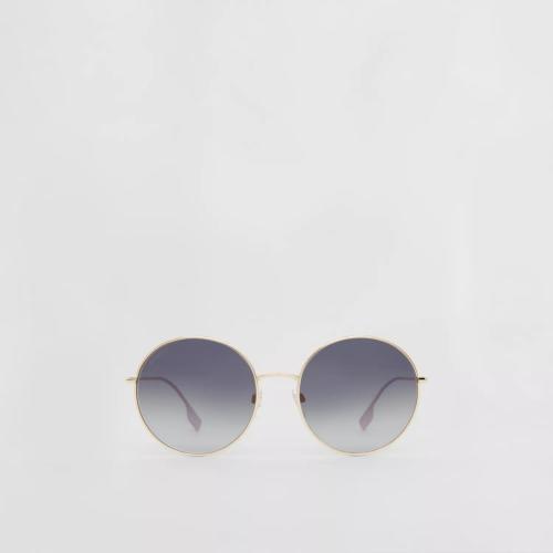  BURBERRY 22年秋冬 女士 标志性条纹装饰圆弧框太阳眼镜 40822731