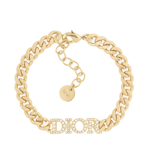 DIOR/迪奥 DIO(R)EVOLUTION系列 女士金色饰面金属链环仿水晶点缀“DIOR”标志手链B1506DVOCY_D301