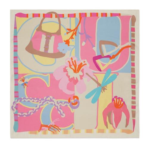  GUCCI古驰 22年秋冬 女士 Guccissimo印花斜纹方巾 723130 3G001 5878