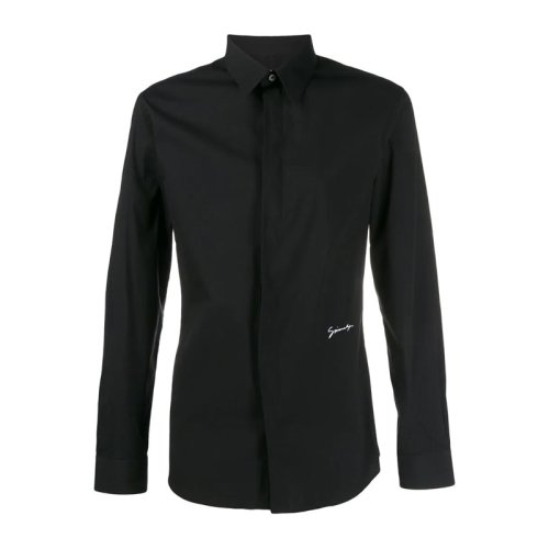 Givenchy/纪梵希 男士黑色棉质长袖衬衫 BM60GX100M-001