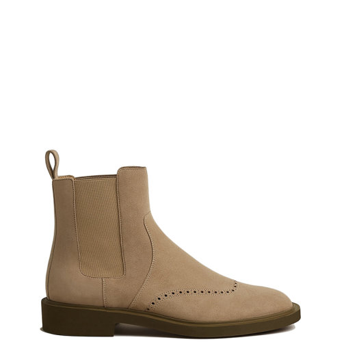 HERMES/爱马仕 22年秋冬新款 Ebony系列 男士砂米黄色山羊绒面踝靴短靴H221710ZH1J400