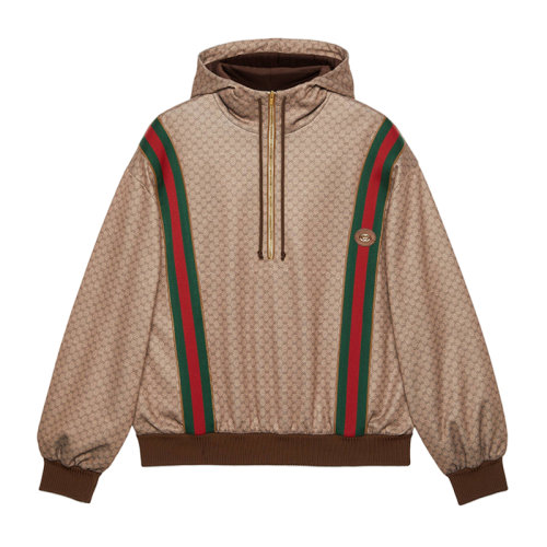 GUCCI/古驰 21年春夏新款 男士浅褐色迷你 GG 针织连帽衫655153XJDFB2100