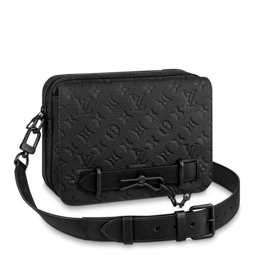 Louis Vuitton/路易威登 22春夏新款STEAMER系列 男士黑色老花压印皮革经典黑链扣配可拆卸肩带拉链开合单肩斜挎邮差包M57307