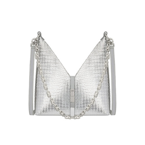 Givenchy/纪梵希 22新款 女士银色金属色小羊皮金属搭扣拆卸肩带银色饰面金属单肩斜挎包BB50HNB1H2-040