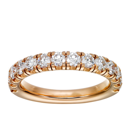 CARTIER/卡地亚 ALLIANCE ETINCELLE系列 18K金玫瑰金镶嵌14颗明亮式切割钻石 结婚求婚订婚戒指B4216600