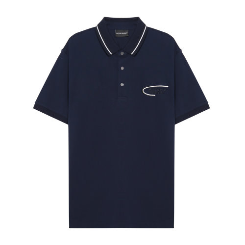 Emporio Armani/安普里奥阿玛尼 深蓝色 男士品牌字母标识饰棉质短袖POLO衫 3H1FN1-1JCSZ-0962