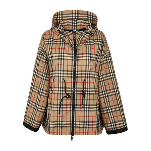 BURBERRY/博柏利经典格纹连帽宽松薄款女士夹克外套8032210