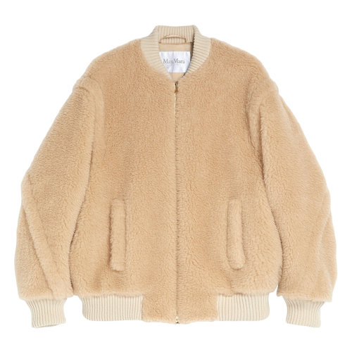 MaxMara/麦丝玛拉 22年早春新款 ARCELLA系列 女士米色泰迪熊驼毛混纺飞行员夹克1081032106009