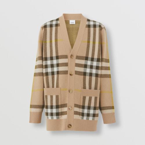  BURBERRY 22年秋冬 男士 格纹羊毛混纺提花开衫 80540981