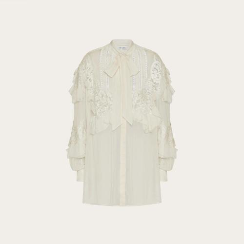  VALENTINO华伦天奴 22年春夏 女士 长袖衬衫 CHEMISIER EN MOUSSELINE VB0AB2902UPV57 预定商品1-3周发货