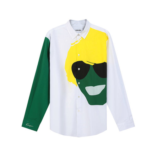KENZO/高田贤三【22春夏新款】男士KENZO TRIBUTE系列棉质宽松款长袖休闲衬衫头像图案 5CH426 5DE