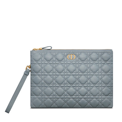 Dior/迪奥 22春夏新款CARO DAILY系列 女士云蓝色小牛皮革藤格纹缉面线CD S5086UWHC_M81B