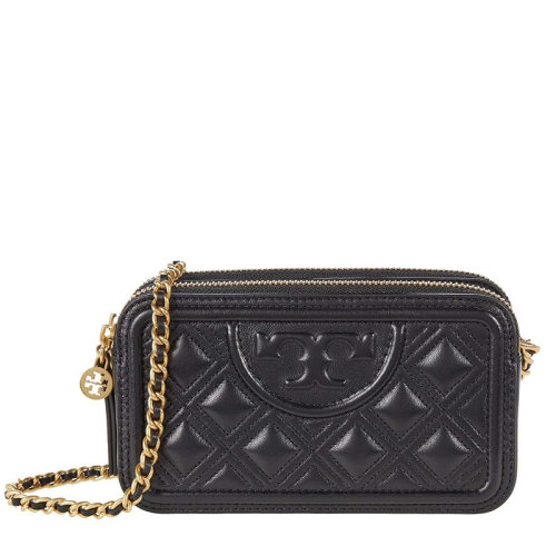 Tory Burch/汤丽柏琦 女士黑色皮革双拉链迷你手提包 79403-001