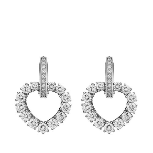 Chopard/萧邦 L'HEURE DU DIAMANT系列 18k金白金心形满钻耳环839417-1001