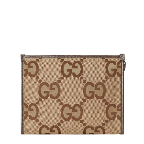 GUCCI/古驰 22春夏新款Jumbo系列 男士驼色乌木色超级老花帆布手拿包699318UKMBG2572