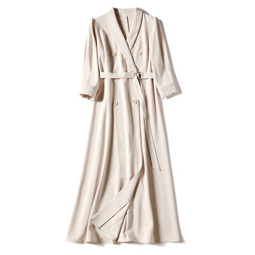 GeleiStory/GeleiStory 秋季新款法式名媛轻奢七分袖连衣裙系带收腰气质长裙 女士连衣裙