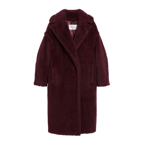 MaxMara/麦丝玛拉 22年秋冬新款 TEDGIRL系列 女士酒红色羊驼毛混纺泰迪大衣外套1016022306019