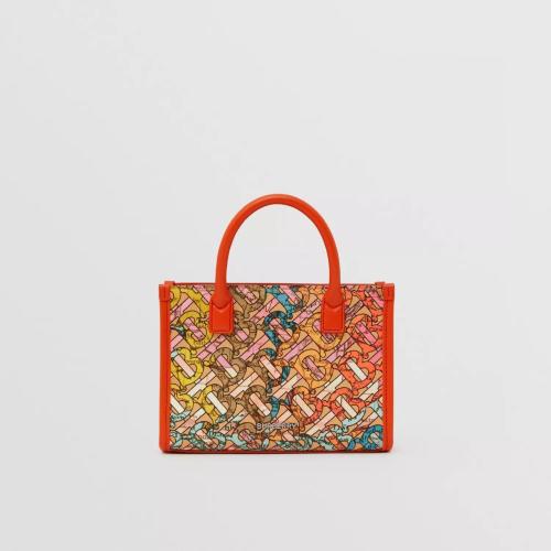  BURBERRY 22年秋冬 男士 迷你专属标识地图印花拼皮革托特包 80562271