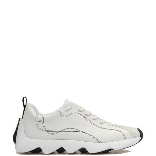 HERMES/爱马仕 22年秋冬新款 Envol系列 男士米白色/白色缎面科技帆布和山羊皮运动鞋H221894ZH08400